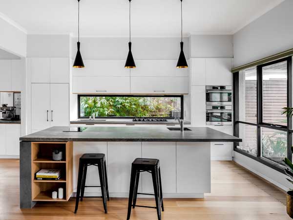White Industrial Style Galley Kitchen