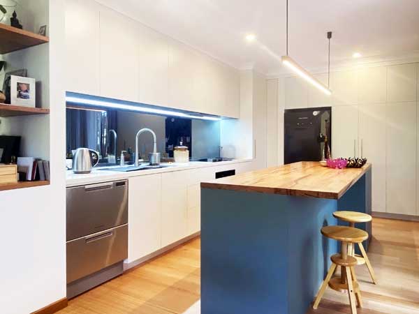 Modern White + Blue Kitchen Style - Kind Kitchens
