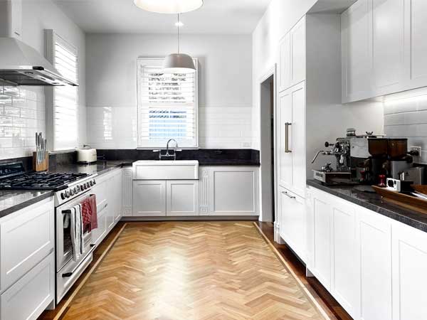 Beautiful U-Shape White Kitchen Layout - Elsternwick