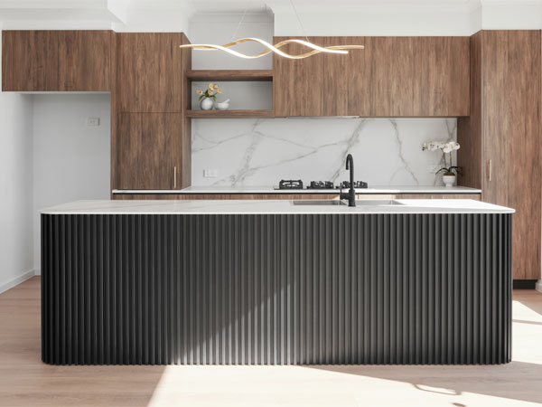 Black Colour Galley Kitchen Design